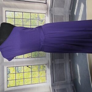 Elegant Purple One-Shoulder Dress With Pockets